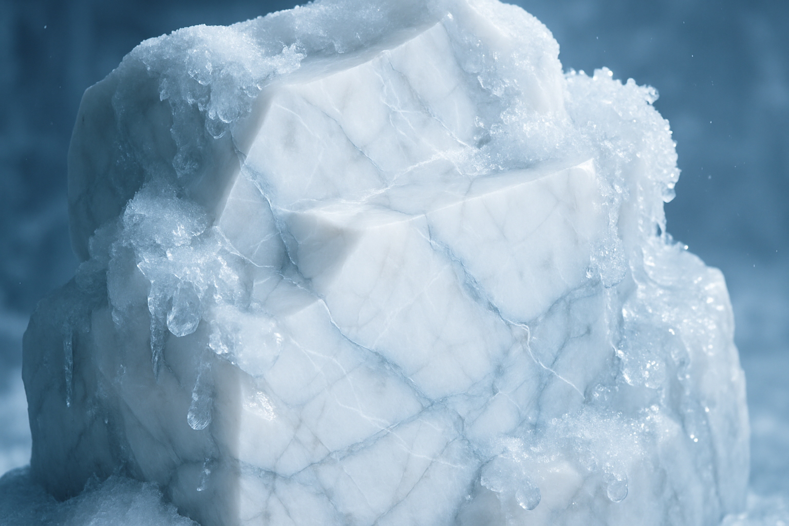 white and icy stone